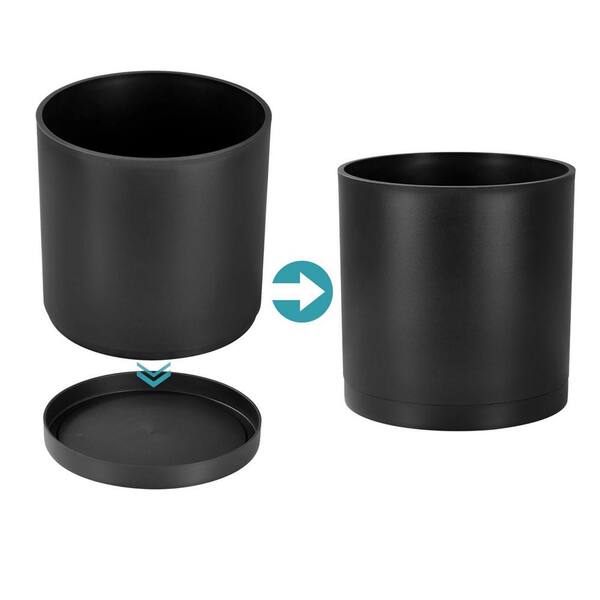 Black Plastic Indoor/Outdoor Planter with Saucer (10 in. W x 10 in