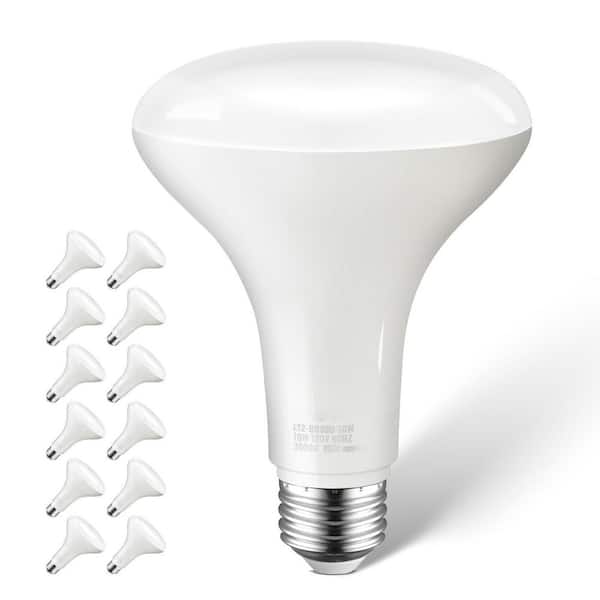 BR30 LED Flood Light Bulbs 12-Pack 10-Watt 850 Lumens, E26 Standard Base, 3000K Warm Light, 15,000-Hour Lifetime