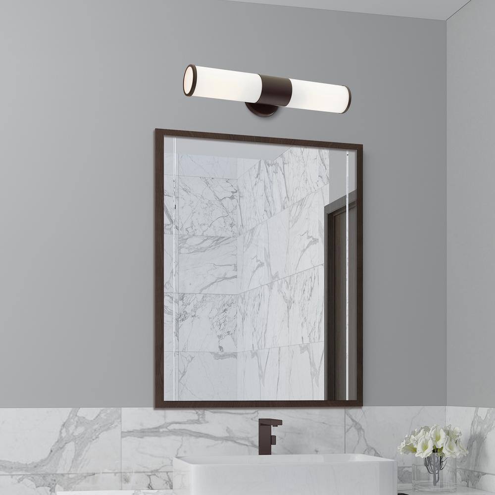 Bronze Opal Glass 2-Light Outdoor Vanity Sconce