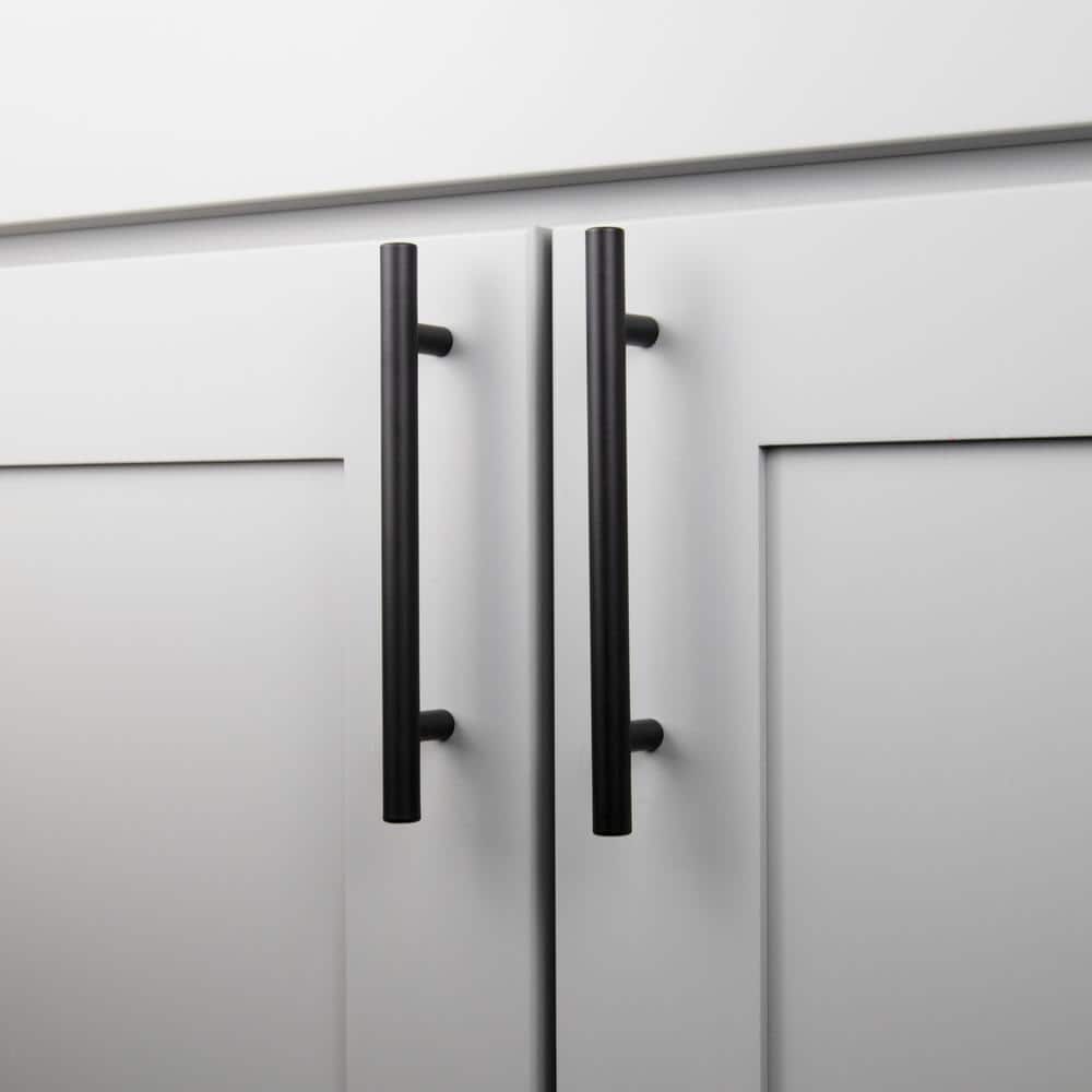 Matte Black Modern Bar Cabinet Pulls with Mounting Hardware