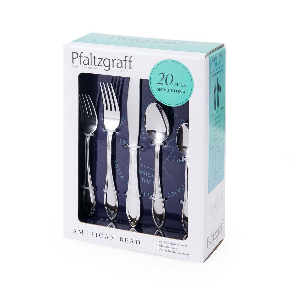 Polished Stainless Steel 20-Piece Flatware Set with Dome Center Embellishment