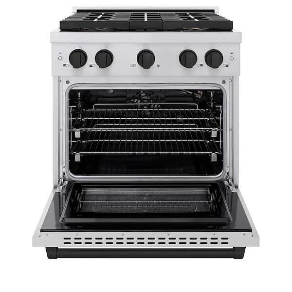 Autograph 30 in. 4.2 cu. ft.Paramount Gas Range with 4-Burner Cooktop and Gas Oven in Stainless with Matte Black Accents