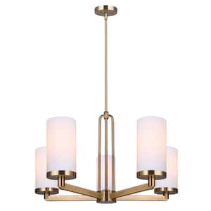 Kinslea 5-Light Gold Contemporary Chandelier for Dining Rooms and Living Rooms