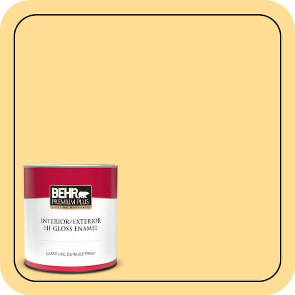 BEHR PREMIUM PLUS 1 qt. #350B-5 Straw Hat Hi-Gloss Enamel Interior/Exterior Paint & Primer