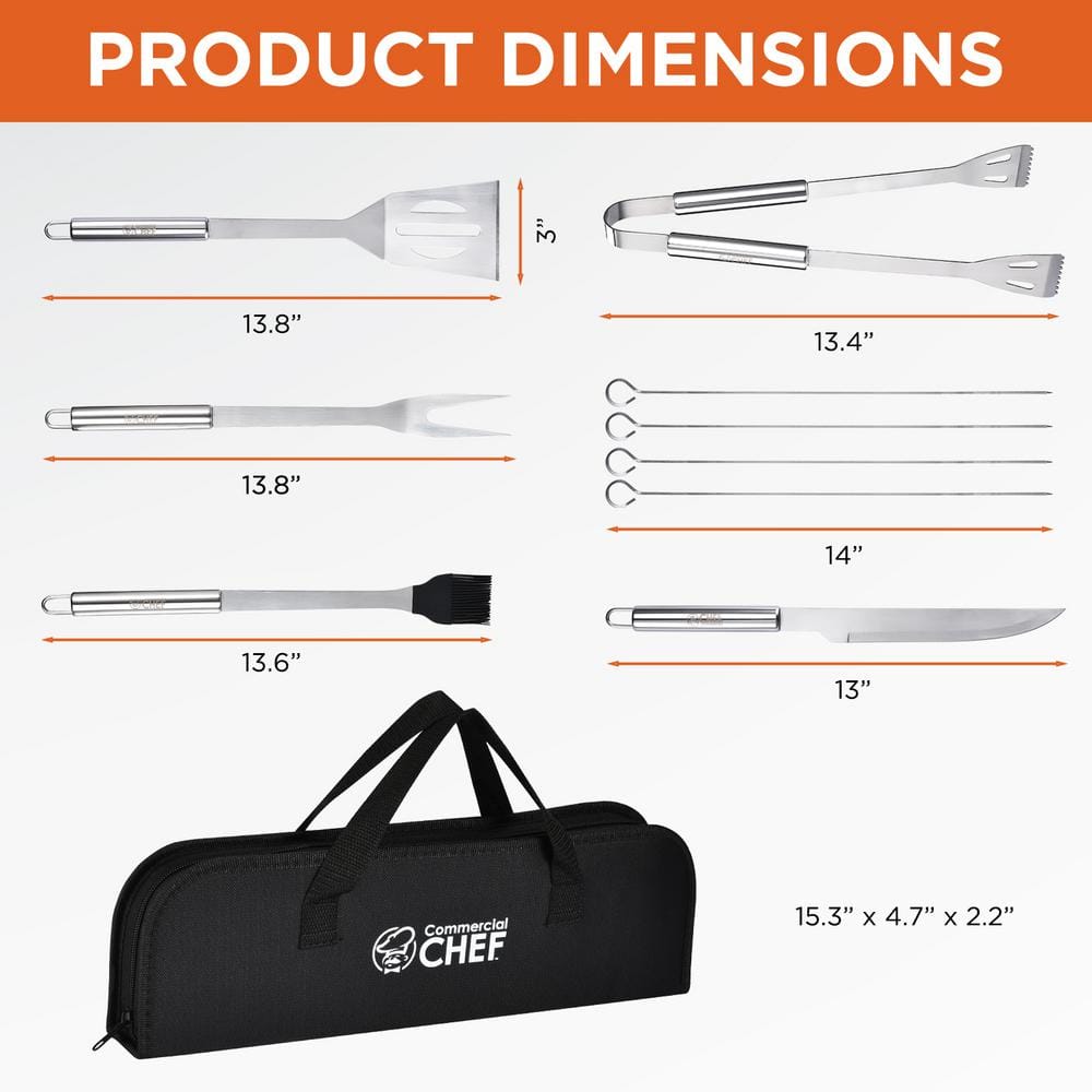 Commercial Chef 10 Piece BBQ Grill Set - Grill Accessories