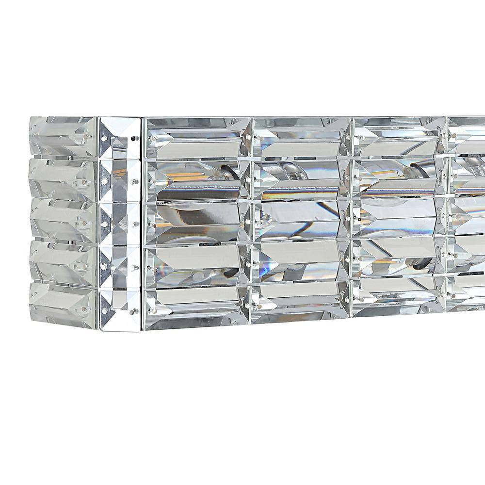 Evelyn Crystal Glam 24" Chrome LED Vanity Light with Mid-Century Flair