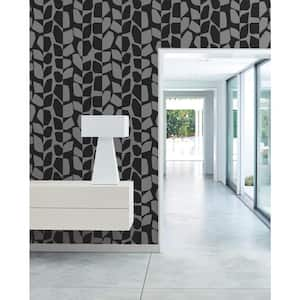 60.75 sq.ft. Metallic Black Primitive Vines Wallpaper