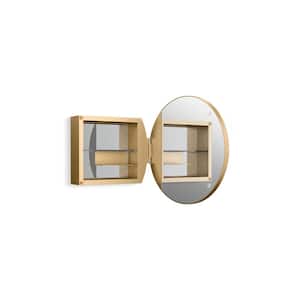 Verdera 24 in. W x 24 in. H Round Framed Moderne Brushed Gold Recessed/Surface Mount Medicine Cabinet with Mirror