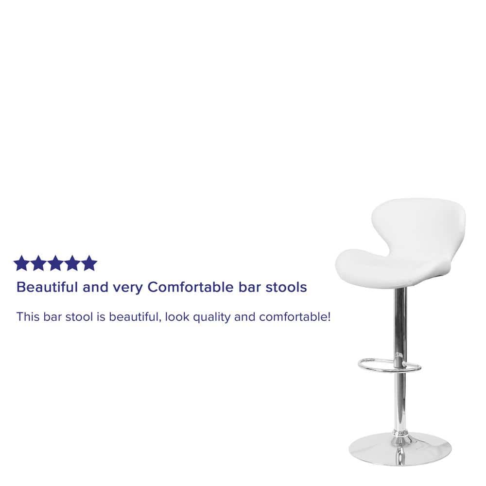 Curvaceous White Vinyl and Chrome Adjustable Saddle Barstool