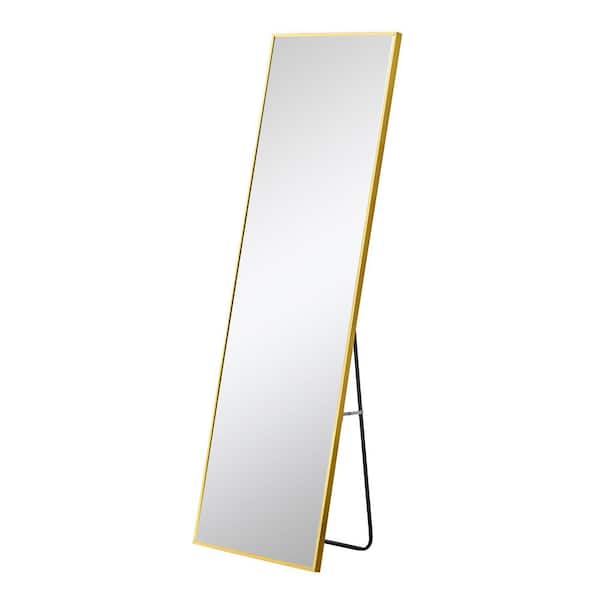 Unbranded 59 in. W x 15.7 in. H Rectangular Glass Framed Wall Bathroom Vanity Mirror in Gold