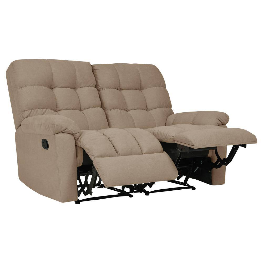 ProLounger 60 in. Barley Tan Tufted Polyester 2-Seater Reclining ...