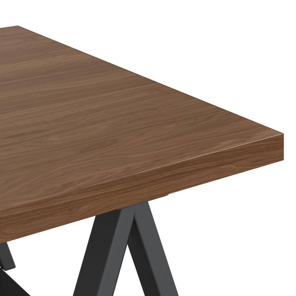 Sawhorse Industrial Solid Walnut Wood Coffee Table with Storage