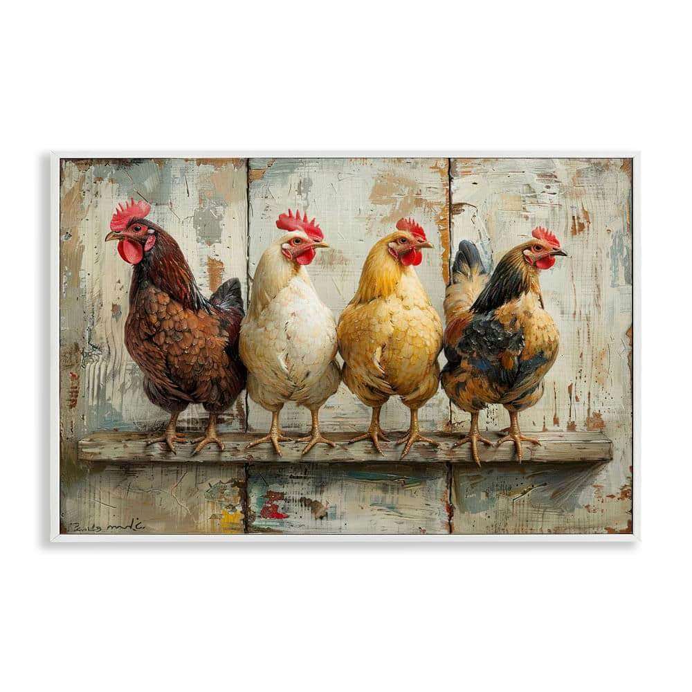 Chickens in a Row by LSR Design Studio White Framed Animal Giclee Art Print 12 in. x 18 in. price history on PriceWatchPro