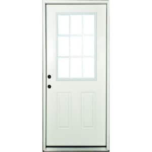 Stanley Doors 32 in. x 80 in. Colonial 9Lite 2-Panel Painted White  Left-Hand Steel Prehung FrontDoor with Internal Grille 9210S-32-L - The  Home Depot