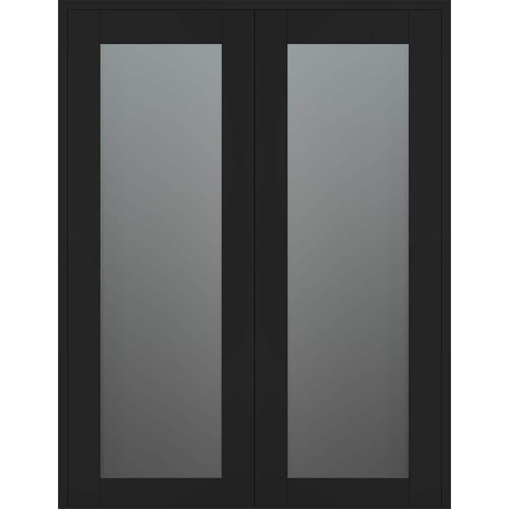 Vona 207 72 in. x 84 in. Both Active Full Lite Frosted Glass Black Matte Wood Composite Double Prehung Interior Door price history on PriceWatchPro