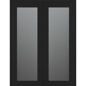 Vona 207 48 in. x 84 in. Both Active Full Lite Frosted Glass Black Matte Wood Composite Double Prehung Interior Door
