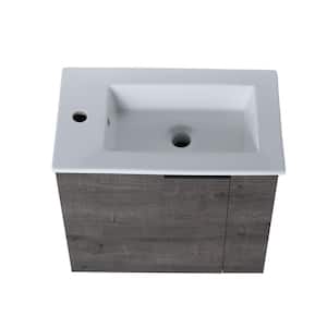 Anky 22 in. W x 13 in. D x 19.7 in. H Single Sink Bath Vanity in Plaid Grey Oak with White Ceramic Top