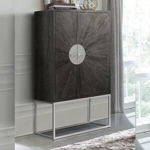 Andra Hand Brushed Gray Oak And Chrome Finish 19 in. Display Cabinet