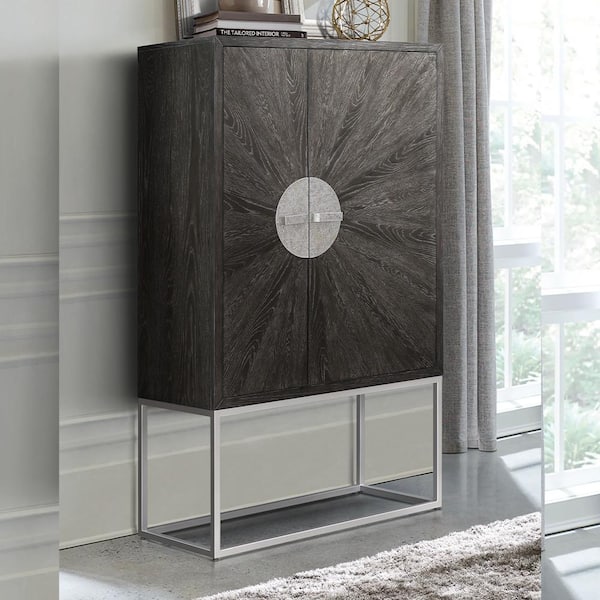 Acme Furniture Andra Hand Brushed Gray Oak And Chrome Finish 19 in ...