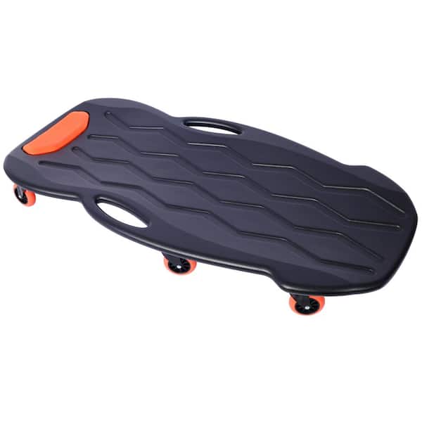 Tidoin 330 lb. Capacity 42 in. Black Plastic Creeper with Padded Headrest, Carrying Bag and Dual Tool Trays