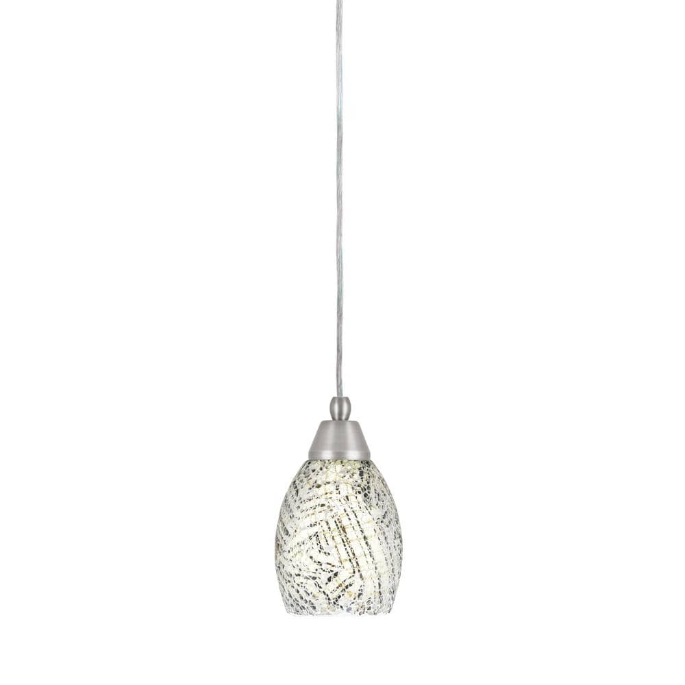 Bryson 5 in. 1-Light Brushed Nickel Cord Pendant Light with 5 in. Natural F