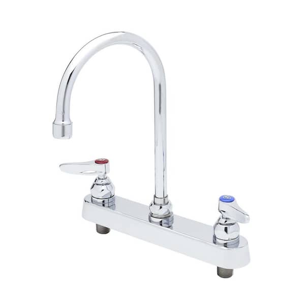 T&S Workboard 2-Handle Bar Faucet in Polished Chrome