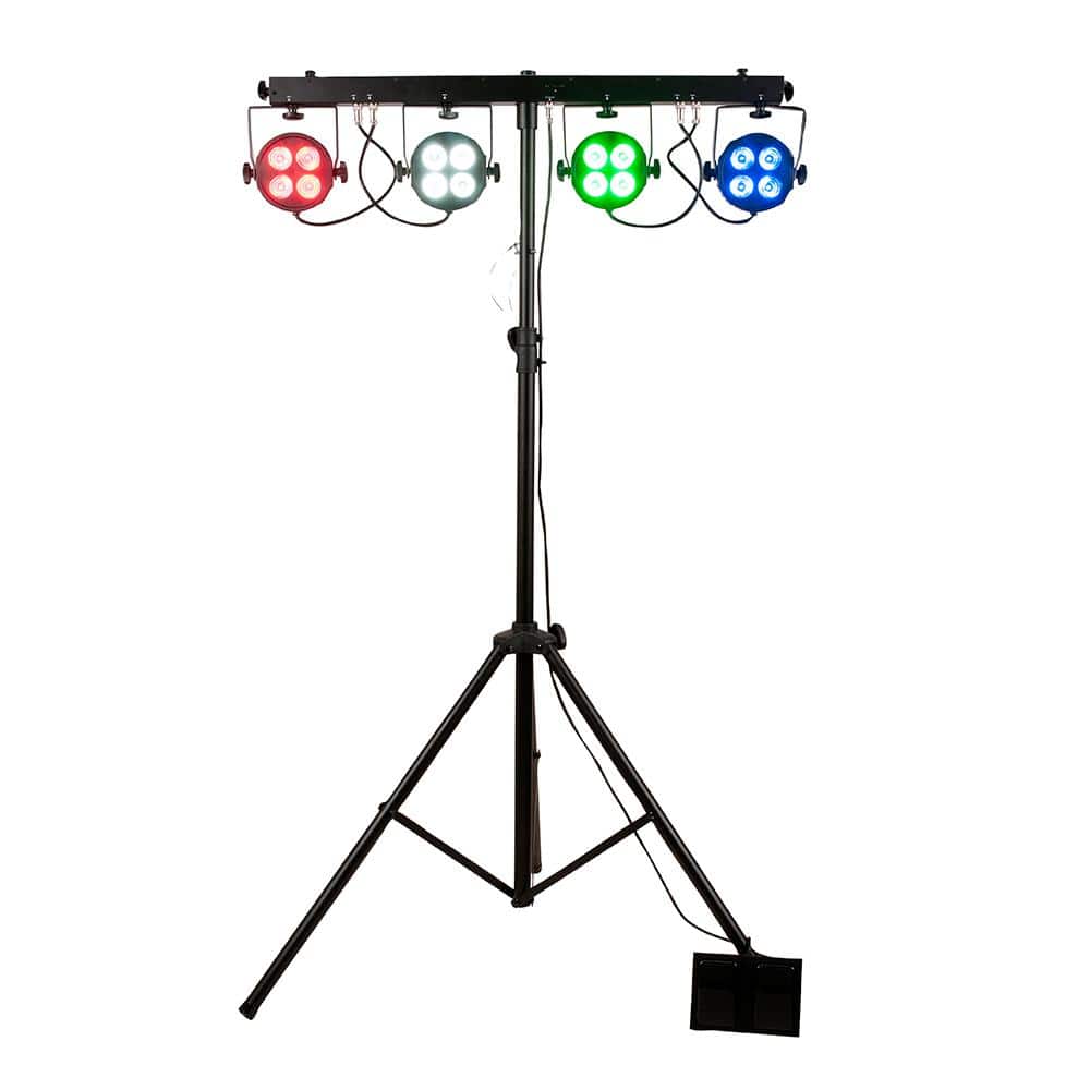 Eliminator Lighting Mini Par Bar Portable LED Par Can Lighting System with  (4) Pars, Stand, Remote and Carry Bag