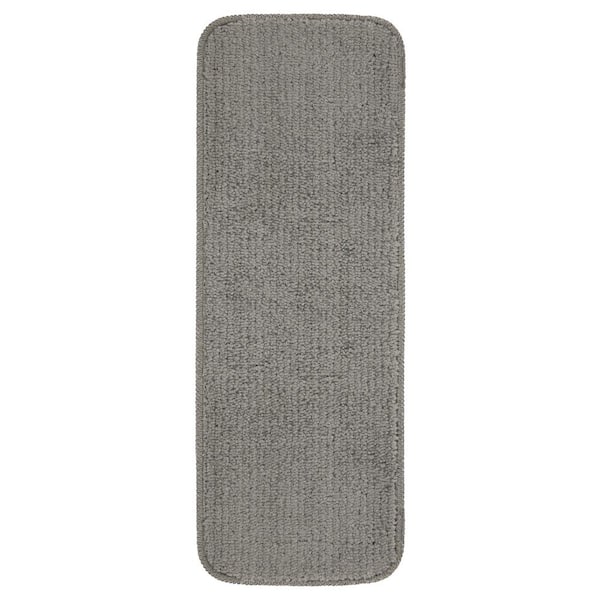 Ottomanson Comfort Collection Washable Non-Slip Rubberback Solid 9 in. x 26 in. Indoor Stair Treads, Set of 5, Gray