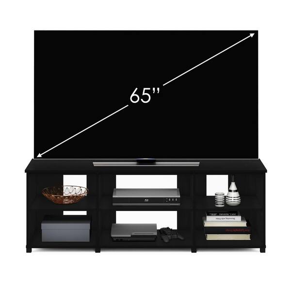 TV Unit with Shelves for TV up to 65 Inch Black Oak Furinno Tale TV Stand 
