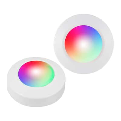Battery Operated LED Color-Changing Puck Night Light (2-Pack)