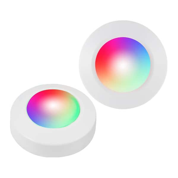 Energizer Battery Operated LED Color-Changing Puck Lights with Remote (2-Pack)
