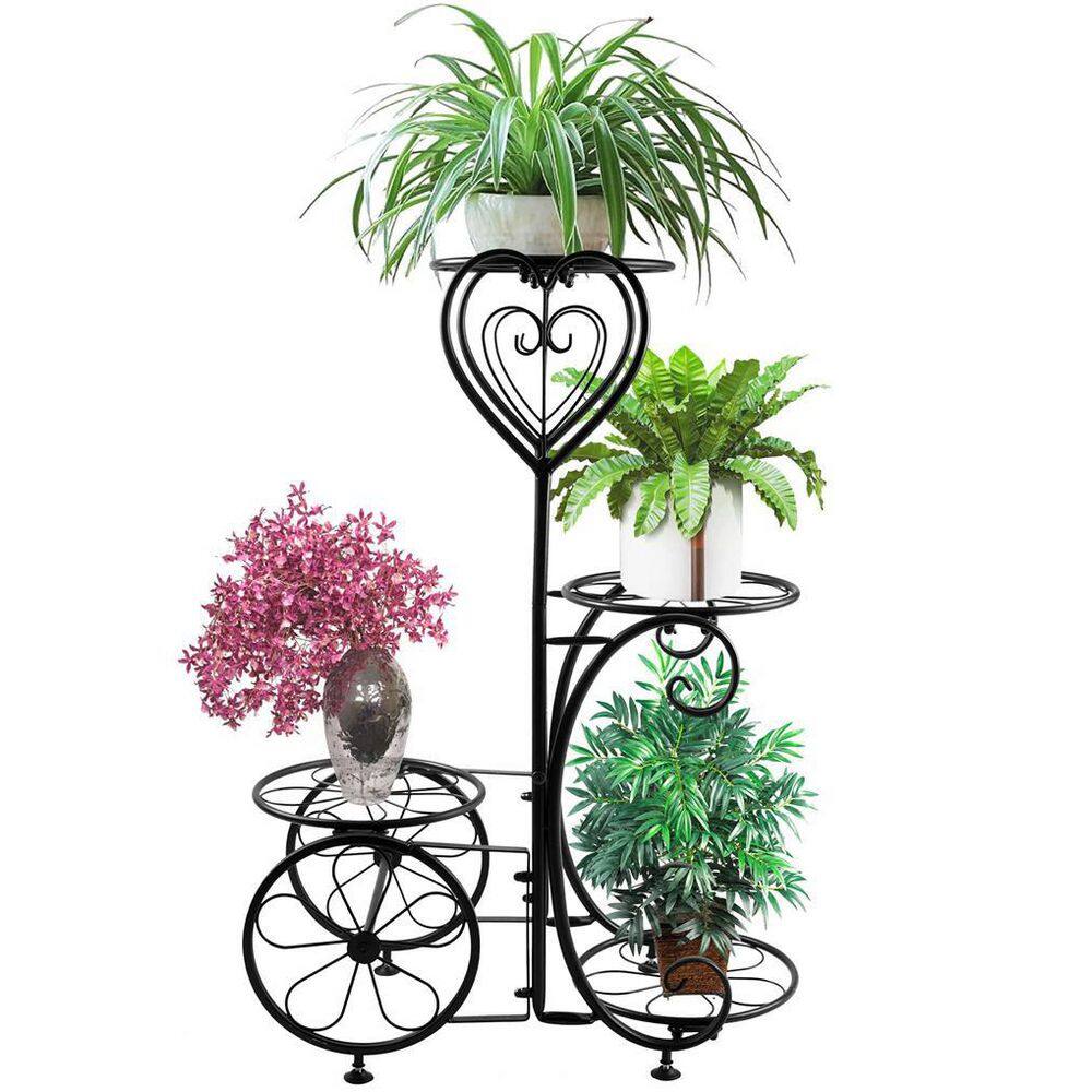 Floret Silver Black Steel Personalized Outdoor Planter Stand by JasonW  Studios