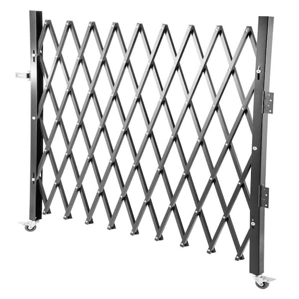 VEVOR Single Folding Security Gate 71 in. W x 48 in. H Steel Accordion Fold Door Gate with Padlock 360° Rolling Garden Fence