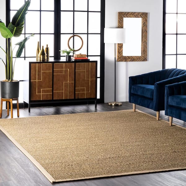 Elijah Seagrass with Border Beige Doormat 3 ft. x 5 ft. Area Rug