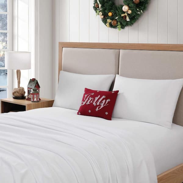 Jolly Stripe 1-Piece Red/White Cotton Percale 12 in. x 16 in. Decorative Pillow