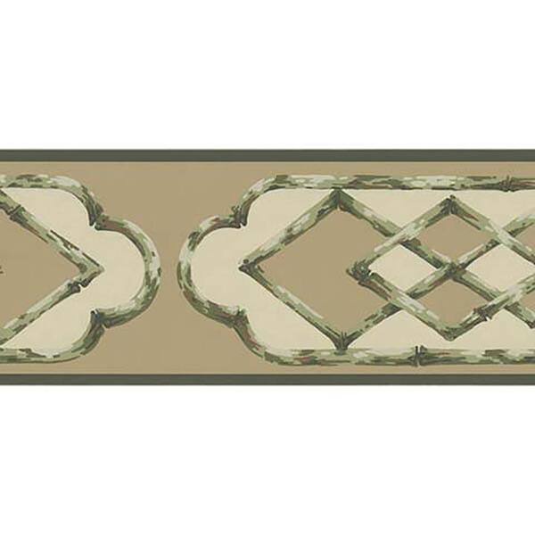 Brewster Green Bamboo Frame Tan Wallpaper Border