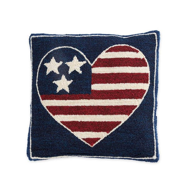 18 in. x 18 in. Land That I Love Indoor/Outdoor Hooked Throw Pillow