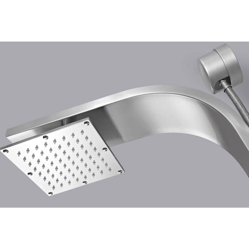 Silent 40'' Brushed Steel Full Body Shower Panel with Rain Shower