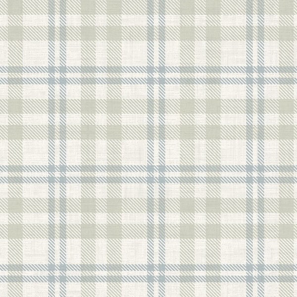 Corrine Neutral Green Countryside Check Wallpaper Sample