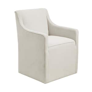 Elaine Cream Skirted Dining Armchair with Casters