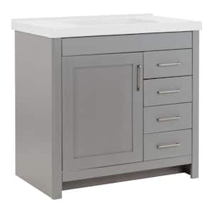 Westcourt 37 in. W x 22 in. D x 37 in. H Single Sink  Bath Vanity in Sterling Gray with White Cultured Marble Top