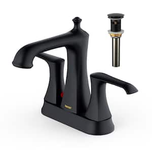 Woodburn 4 in. Centerset 2-Handle Bathroom Faucet with Matching Pop-Up Drain in Matte Black