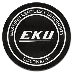 Eastern Kentucky Black 2 ft. Round Hockey Puck Accent Rug