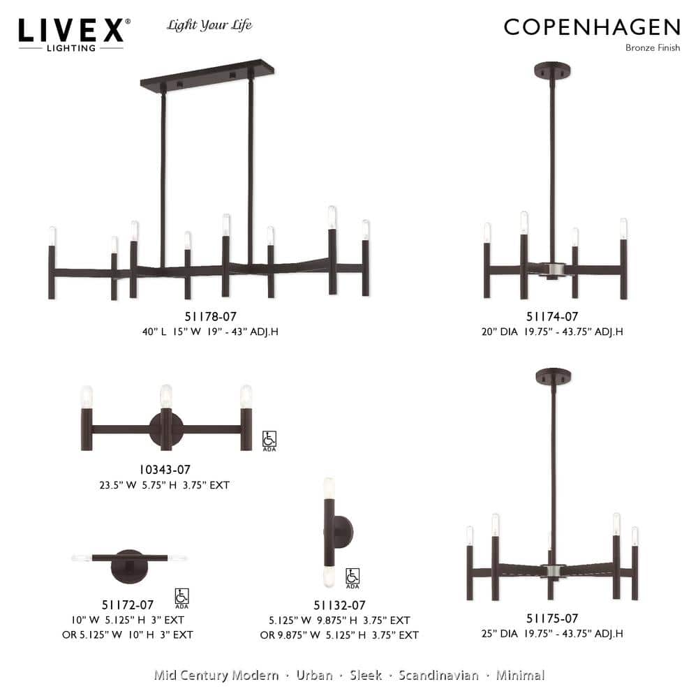 Copenhagen Bronze 8-Light Industrial Linear Chandelier