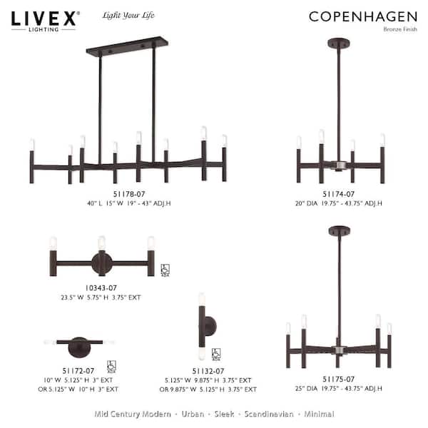 Livex Lighting Copenhagen 8 Light Bronze Linear Chandelier