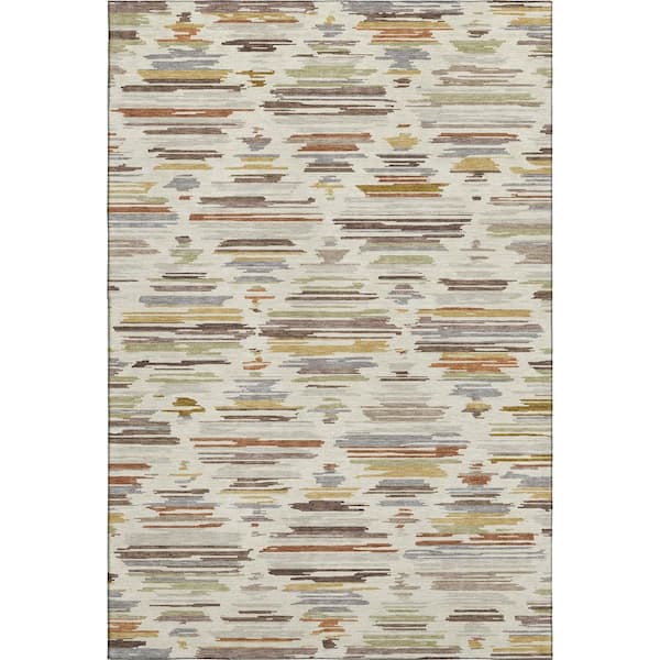 Mayfield Premium Machine Washable Abstract AMF2502 Ivory 9 ft. x 12 ft. Area Rug