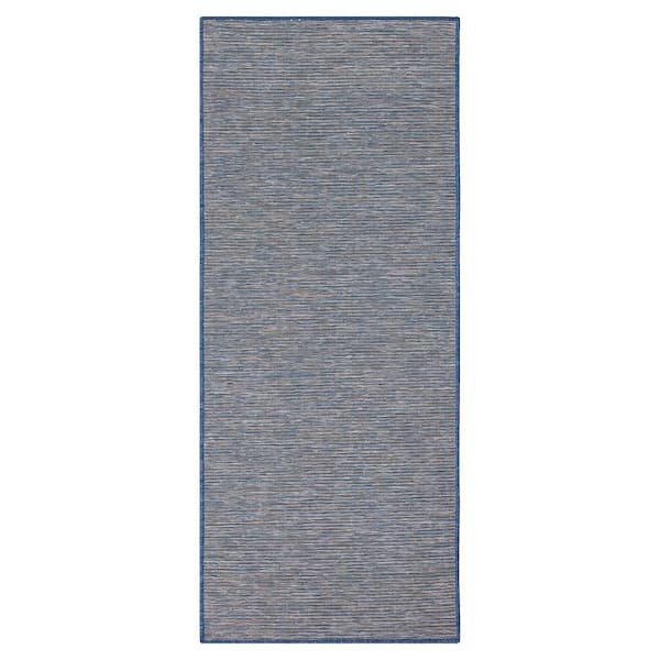 Ottomanson Sundance Collection Tonal Design 2x5 Reversible Non Shedding Indoor/Outdoor Runner Rug, 2 ft. x 5 ft., Blue