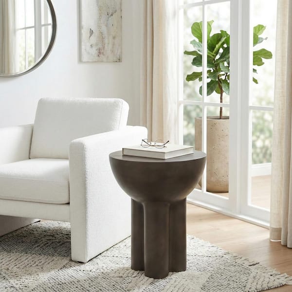 14 in. Gray Round Concrete Accent Table