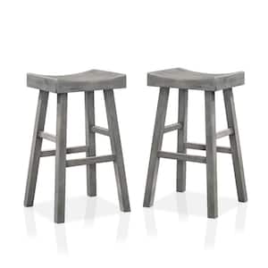 Renata Antique Gray 29 in. H Rubber Wood Bar Stool (Set of 2)