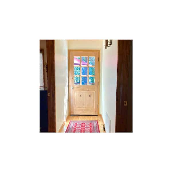36 in. x 80 in. Craftsman 9-Lite with Clear Beveled Glass Left-Hand Inswing Unfinished Knotty Alder Prehung Front Door